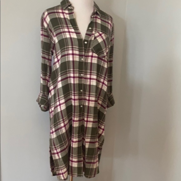 Express Long Plaid Button Down Shirt - Picture 1 of 4